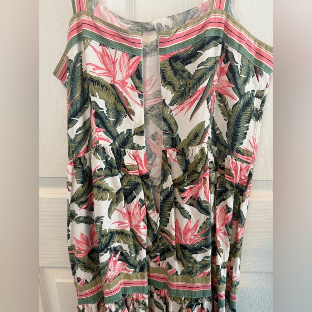 Loft Linen Blend Tropical Print Maxi Dress size 4 - Picture 8 of 15